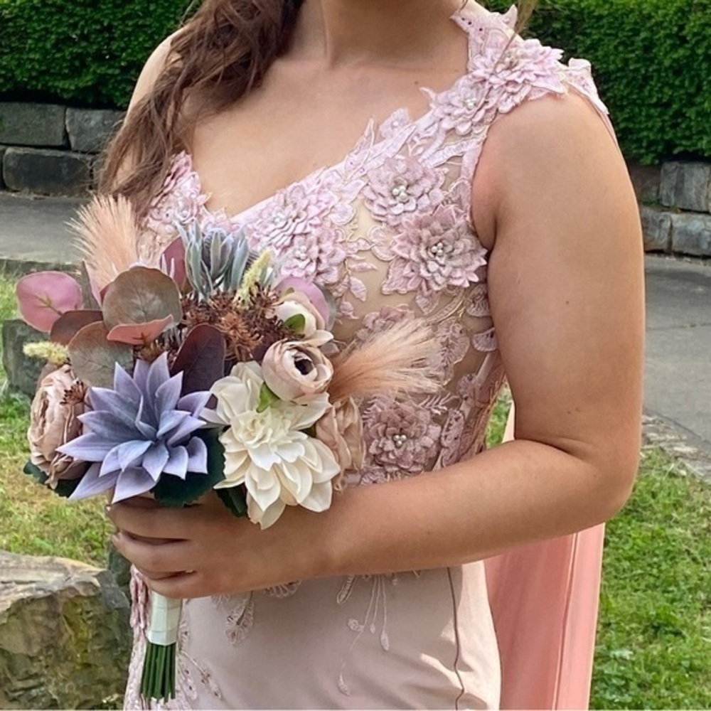 Pure Couture pink blush floral prom dress 10